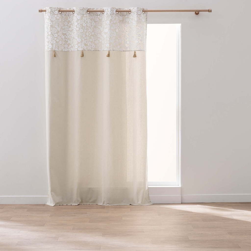 Rideau a oeillets 140 x 240 cm coton/polyester+top imp+pompon angie