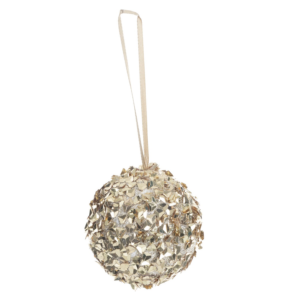 Boule de noel plf pailletteettes gm or 80mm