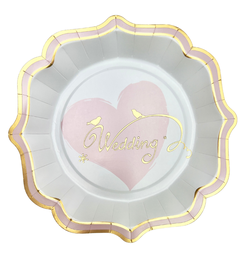 Assiettes contour festonné et bord ondulé "Wedding" x10