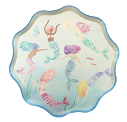 Assiettes contour ondulé motifs sirènes x10