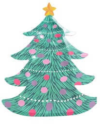 Assiettes noël forme sapin décoré x10