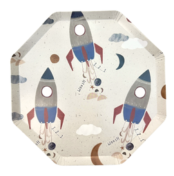 Assiettes octogonales motifs fusées x10