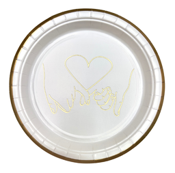 Assiettes à dessert rondes motif coeur x10