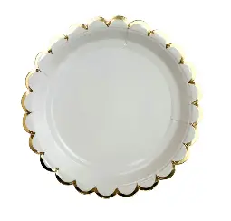 Lot de 10 assiettes rondes bord ondulé uni