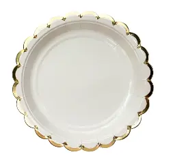 Lot de 10 assiettes à dessert rondes bord ondulé uni