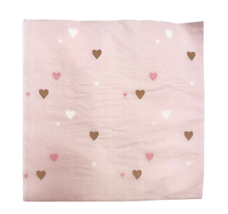 Serviettes motifs coeurs x20