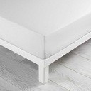 Drap housse 1 personne 90 x 190 cm uni 57 fils lina blanche