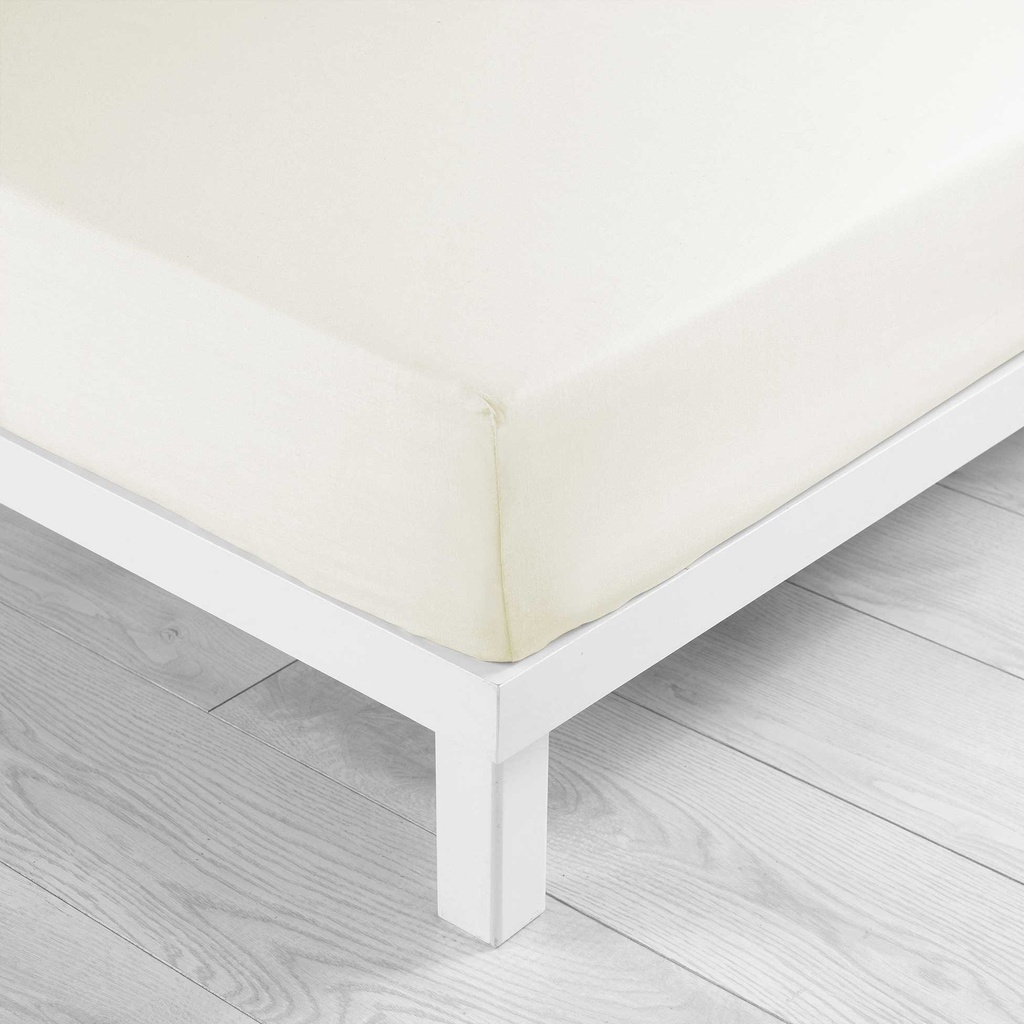 Drap housse 1 personne 90 x 190 cm uni 57 fils lina naturel