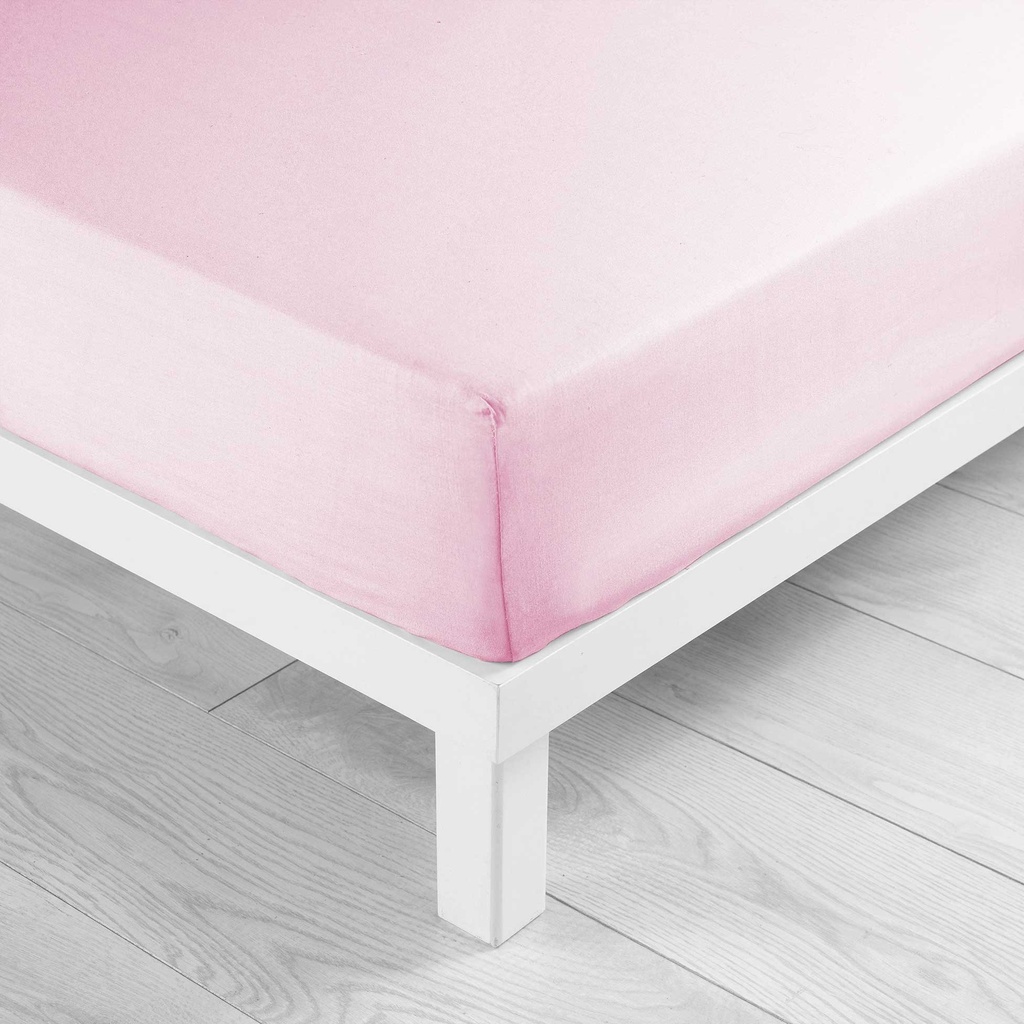 Drap housse 2 personnes 160 x 200 cm uni 57 fils lina rose clair