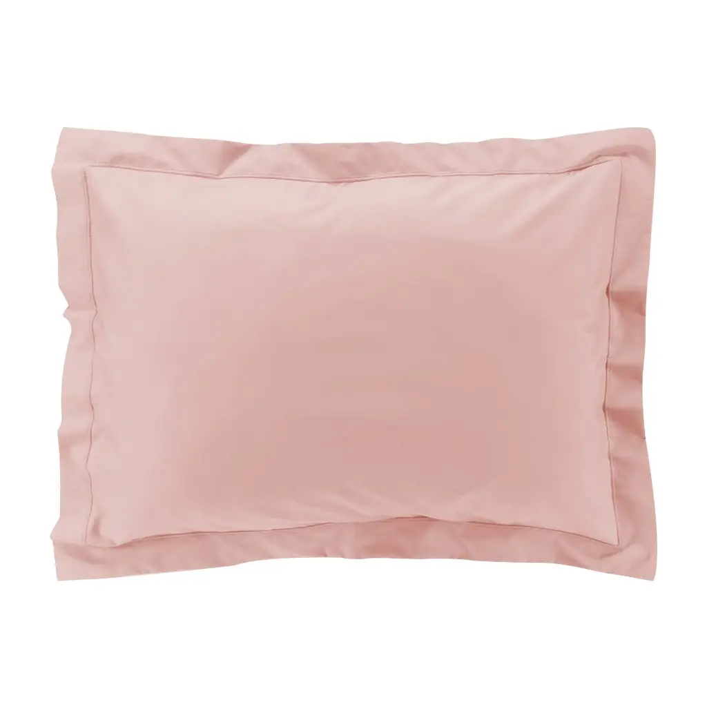 Taie d'oreiller vp 50 x 70 cm percale uni 78 fils percaline rose avec p. bourdon