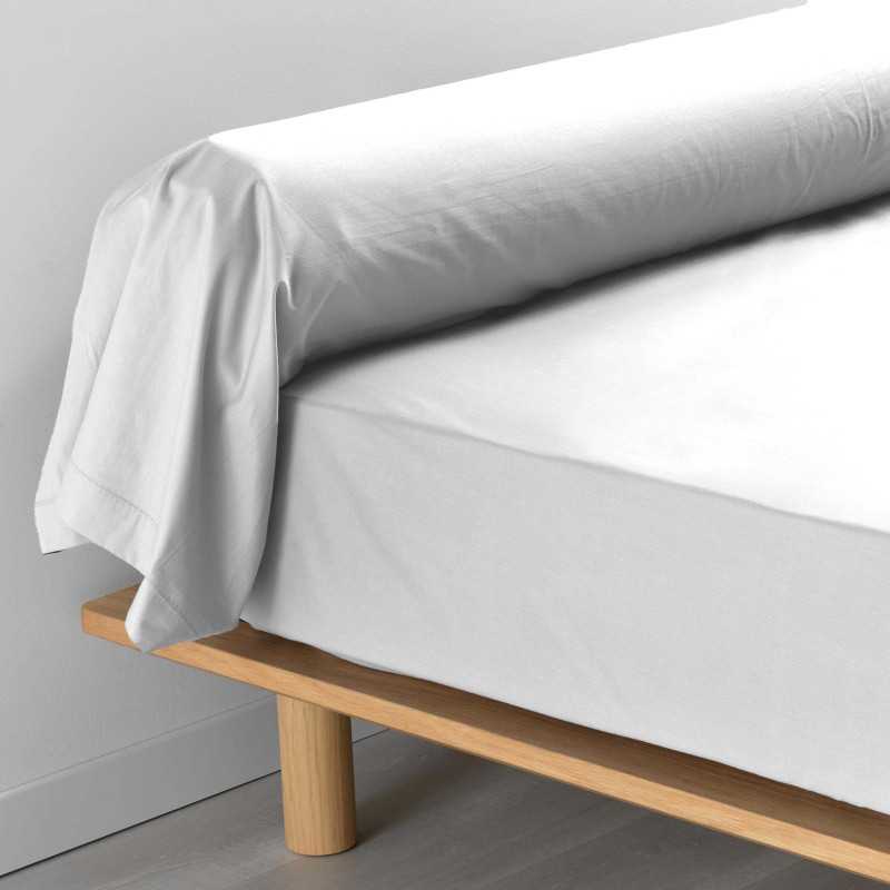 Taie de traversin 85 x 185 cm percale uni 78 fils percaline blanc avec p. bourdon