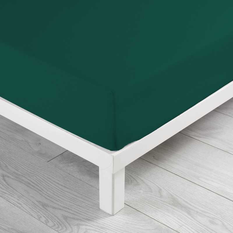 Drap housse 2 personnes 180 x 200 cm uni 57 fils lina petrole