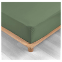 Drap housse 1 personne 90 x 190 cm percale uni 78 fils percaline kaki