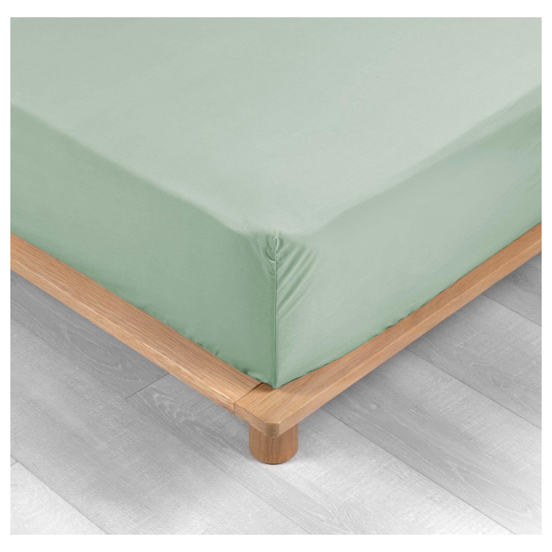 Drap housse 90 x 190 cm percale uni 78 fils percaline sauge
