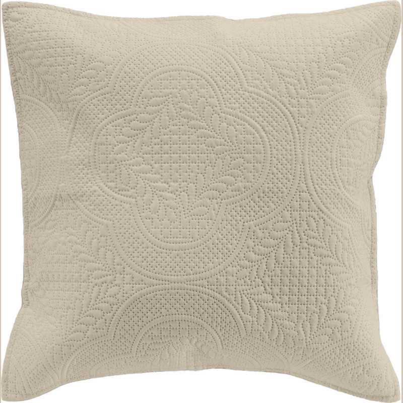 Housse de coussin +encart 40 x 40 cm microfibre unie romane naturel