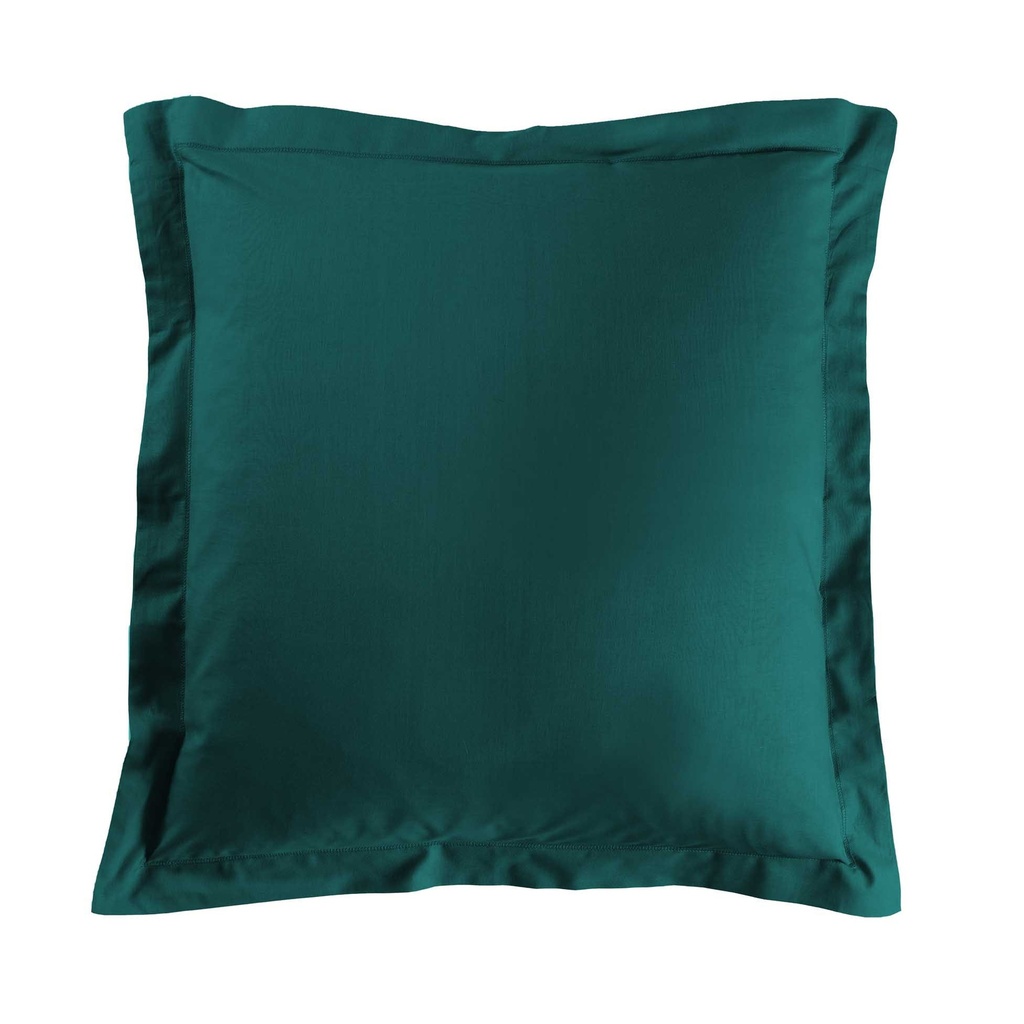 Taie d'oreiller vp 63 x 63 cm uni 57 fils lina emeraude +point bourdon