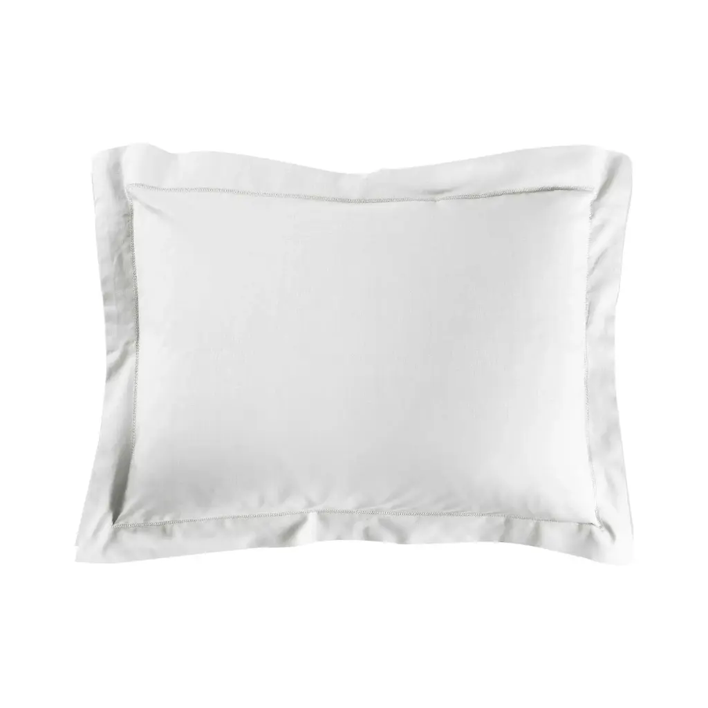 Taie d'oreiller vp 50 x 70 cm uni 57 fils lina blanc avec point bourdon