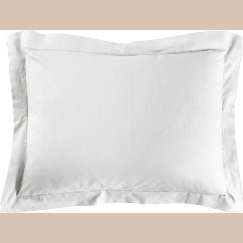 Taie d'oreiller vp 50 x 70 cm uni 57 fils lina blanc avec point bourdon