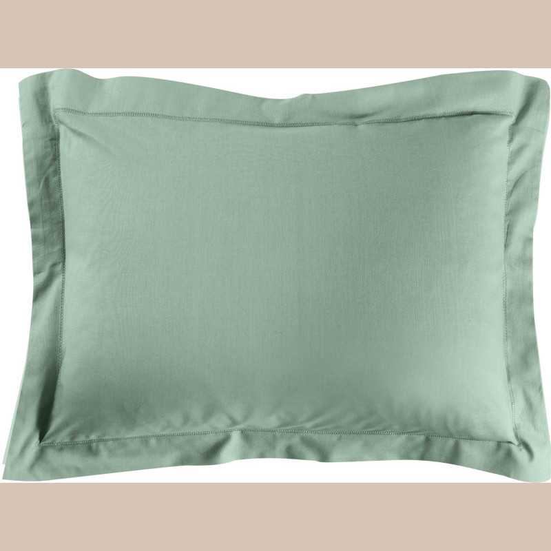 Taie d'oreiller vp 50 x 70 cm uni 57 fils lina sauge avec point bourdon