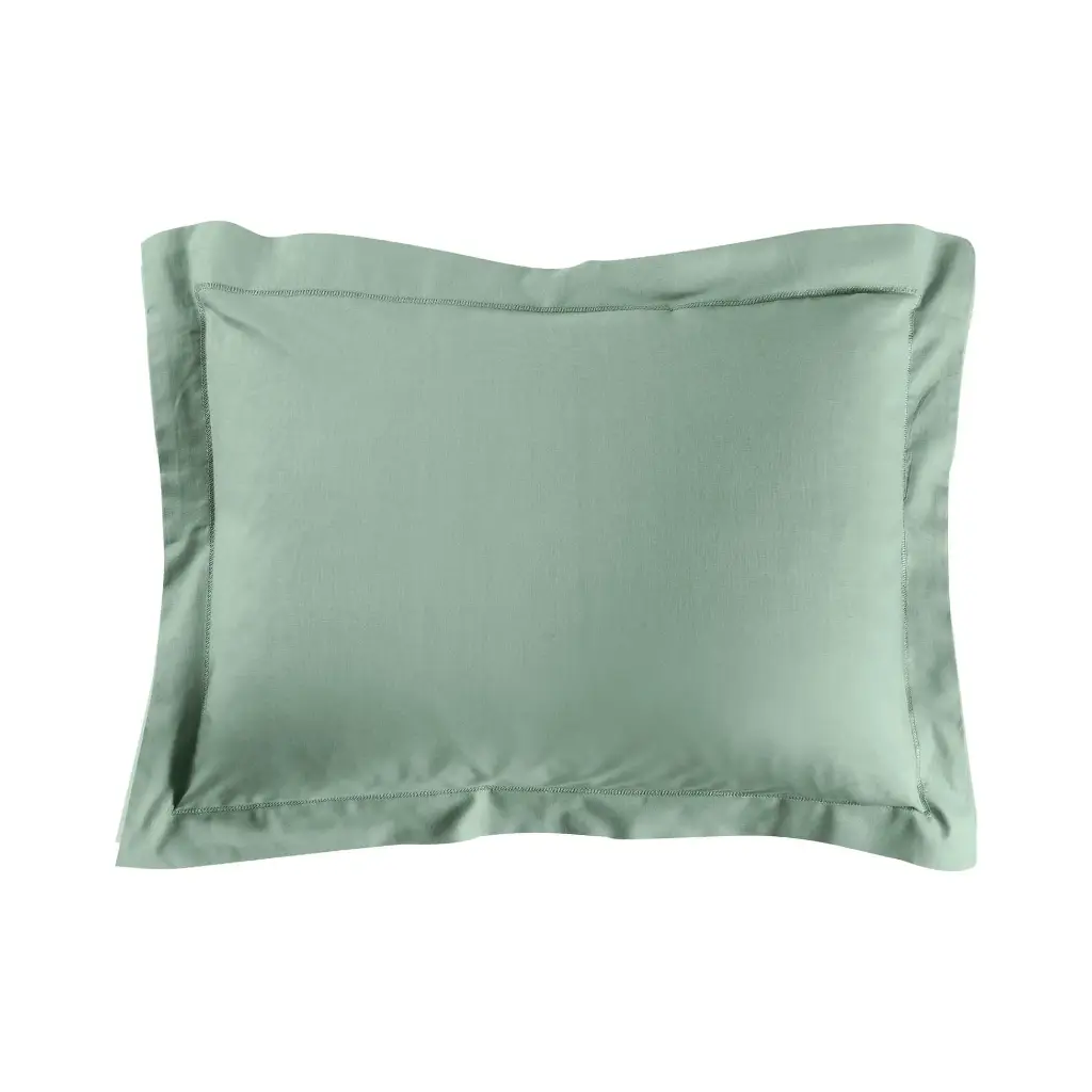 Taie d'oreiller vp 50 x 70 cm uni 57 fils lina sauge avec point bourdon