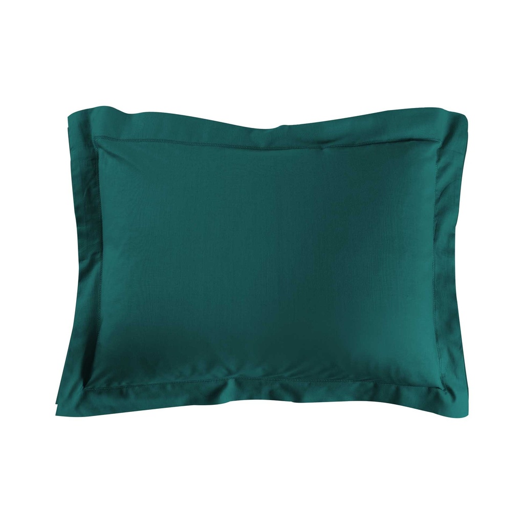 Taie d'oreiller vp 50 x 70 cm uni 57 fils lina emeraude +point bourdon