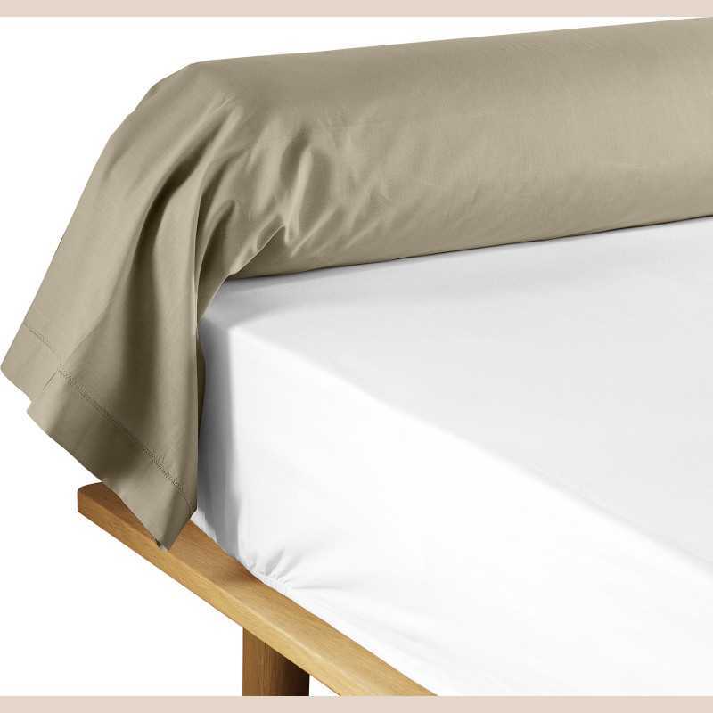 Taie de traversin 85 x 185 cm uni 57 fils lina sable +point bourdon