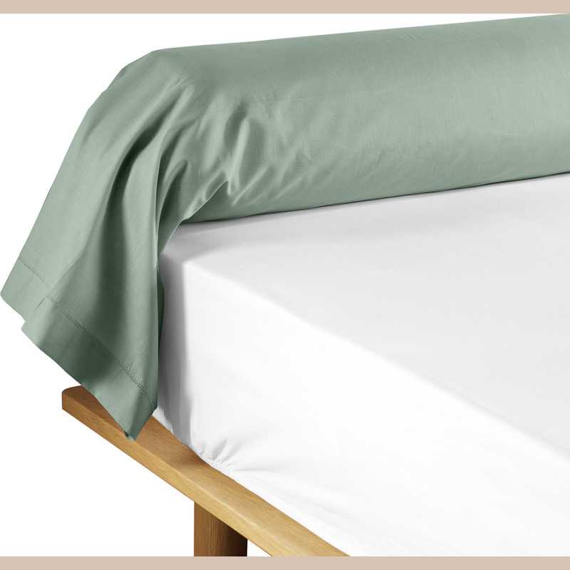 Taie de traversin 85 x 185 cm uni 57 fils lina sauge +point bourdon