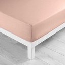 Drap housse 1 personne 90 x 190 cm uni 57 fils lina rose