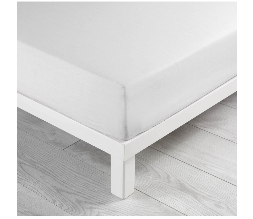 Drap housse 1 personne 90 x 190 cm uni 57 fils lina blanc