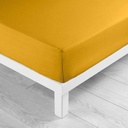 Drap housse 1 personne 90 x 190 cm uni 57 fils lina curry