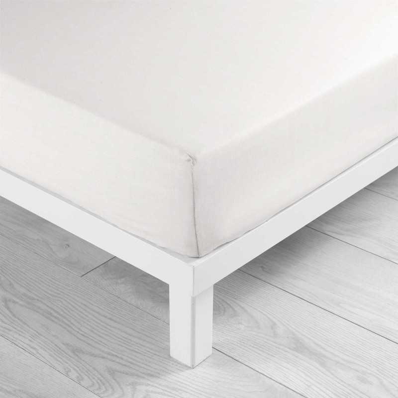 Drap housse 2 personnes 160 x 200 cm uni 57 fils lina blanc