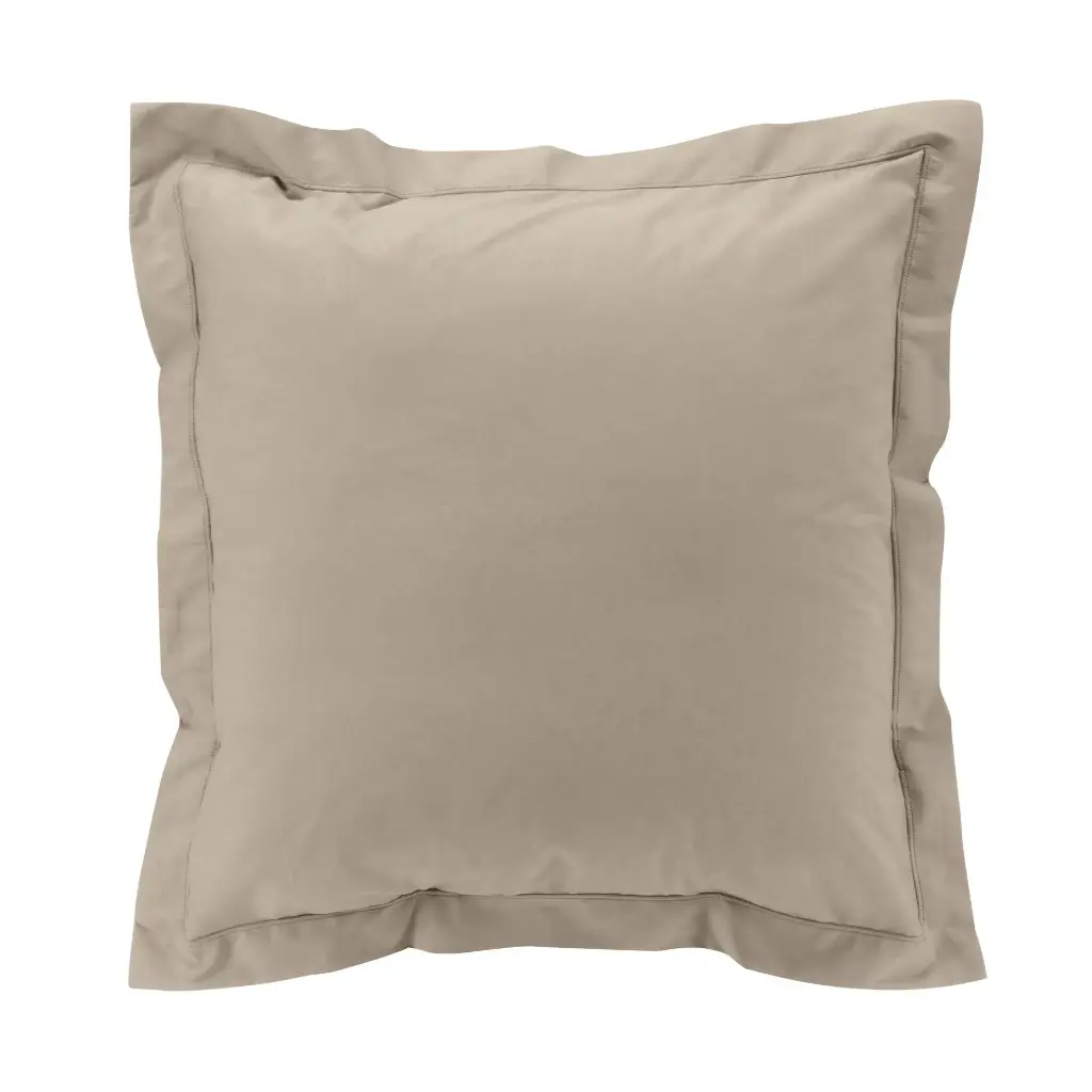 Taie d'oreiller vp 63 x 63 cm percale uni 78 fils percaline sable avec p. bourdon
