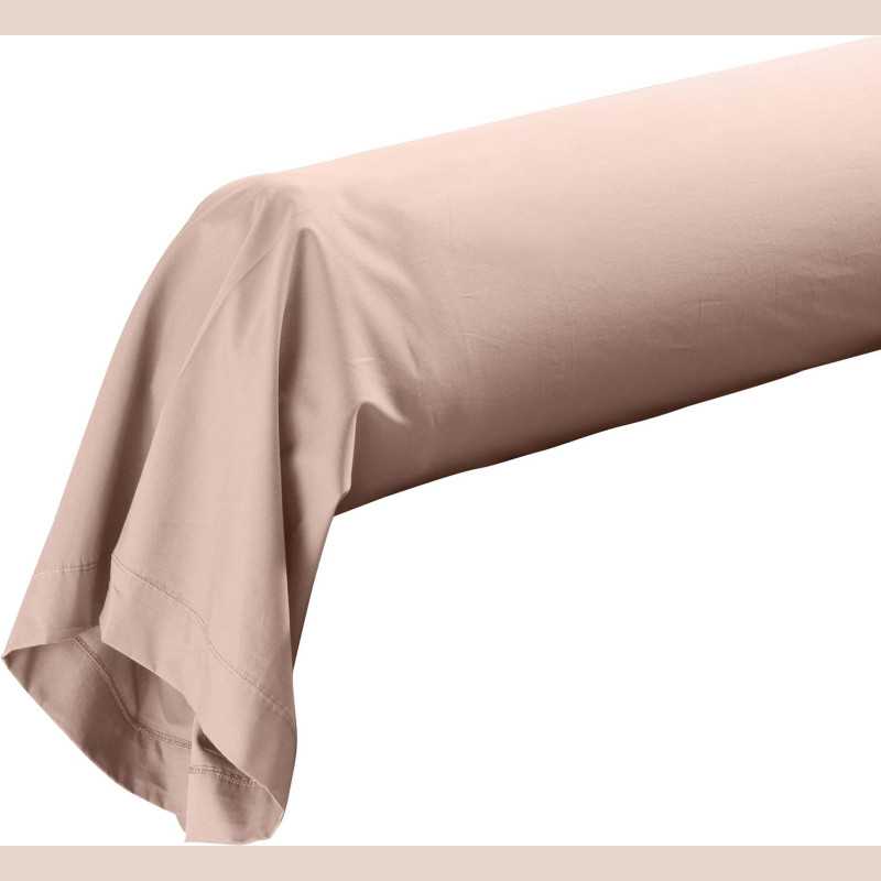 Taie de traversin 85 x 185 cm percale uni 78 fils percaline nude avec p. bourdon