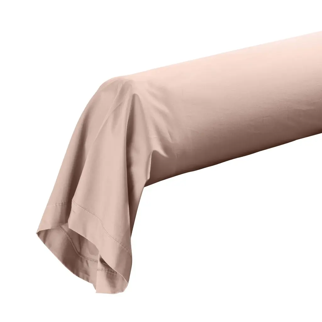 Taie de traversin 85 x 185 cm percale uni 78 fils percaline nude avec p. bourdon