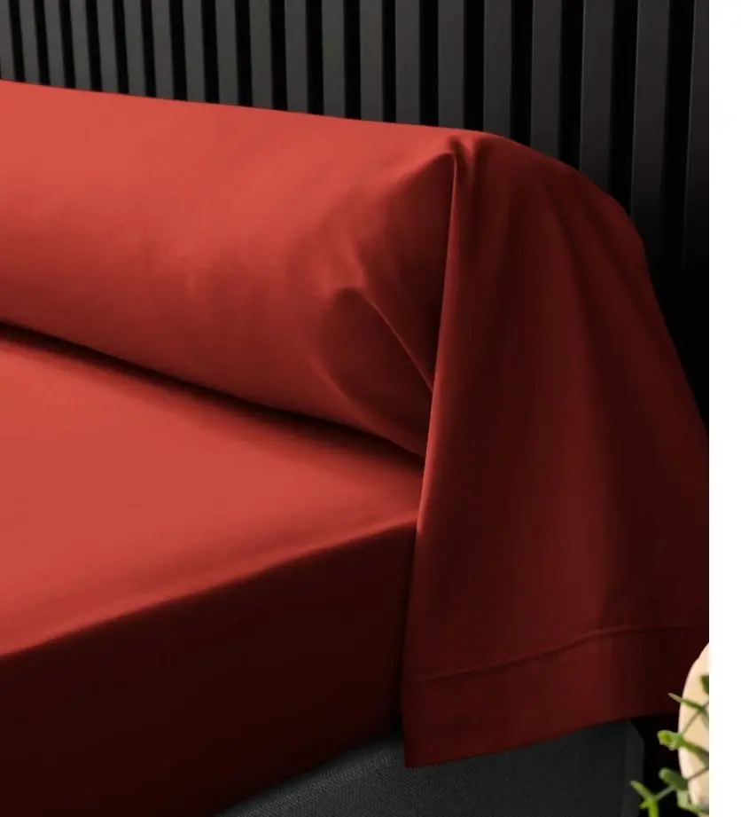 Taie de traversin 85 x 185 cm percale uni 78 fils percaline tomette +p. bourdon