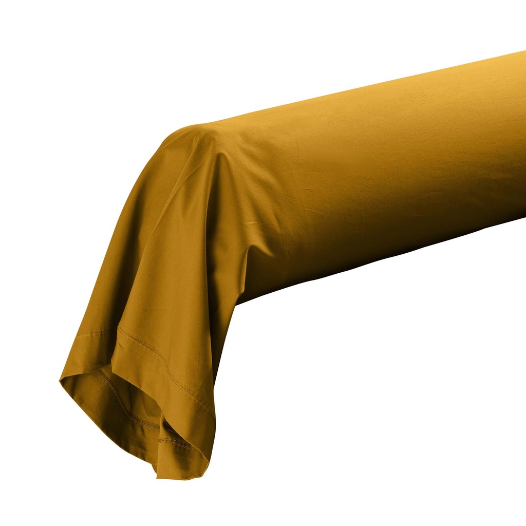 Taie de traversin 85 x 185 cm percale uni 78 fils percaline curry +p. bourdon