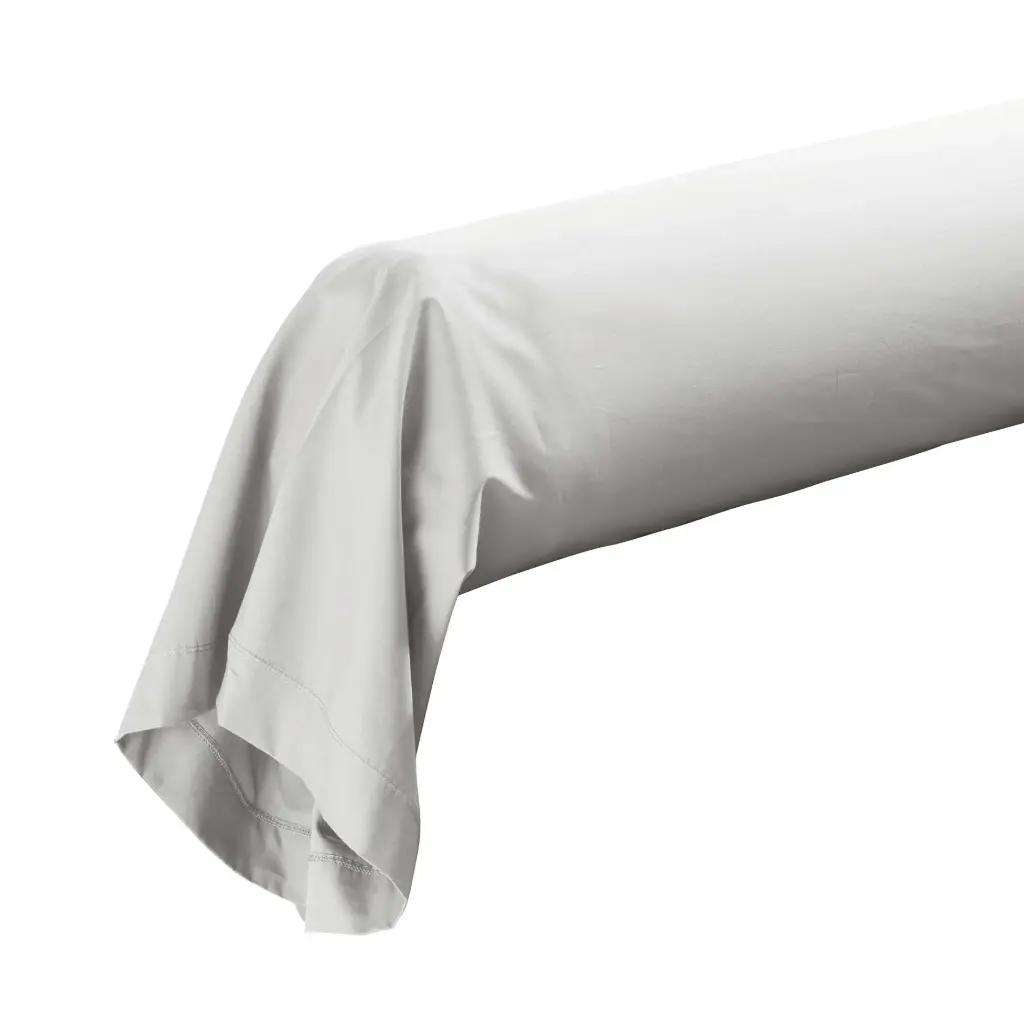 Taie de traversin 85 x 185 cm percale uni 78 fils percaline white avec p. bourdon