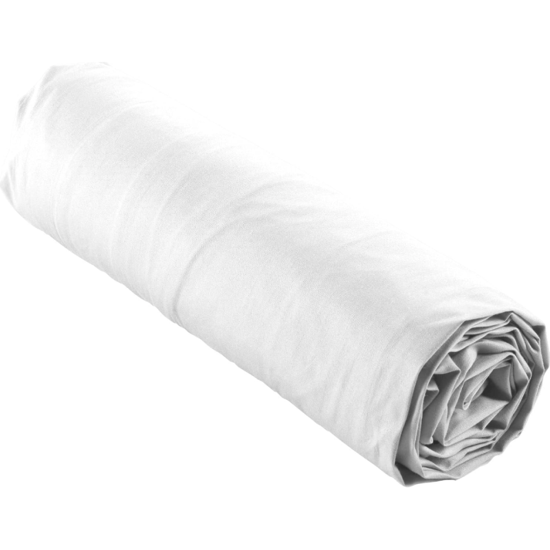 Drap housse 1 personne 90 x 190 cm percale uni 78 fils percaline white