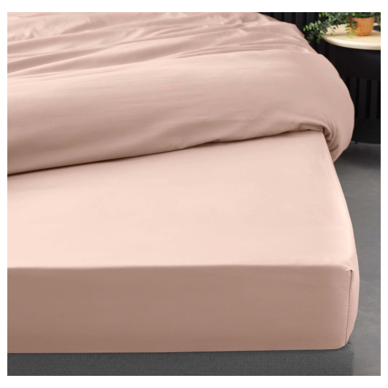 Drap housse 2 personnes 160 x 200 cm percale uni 78 fils percaline nude