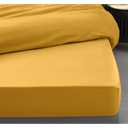 Drap housse 2 personnes 160 x 200 cm percale uni 78 fils percaline curry