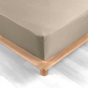 Drap housse 2 personnes 160 x 200 cm percale uni 78 fils percaline sable