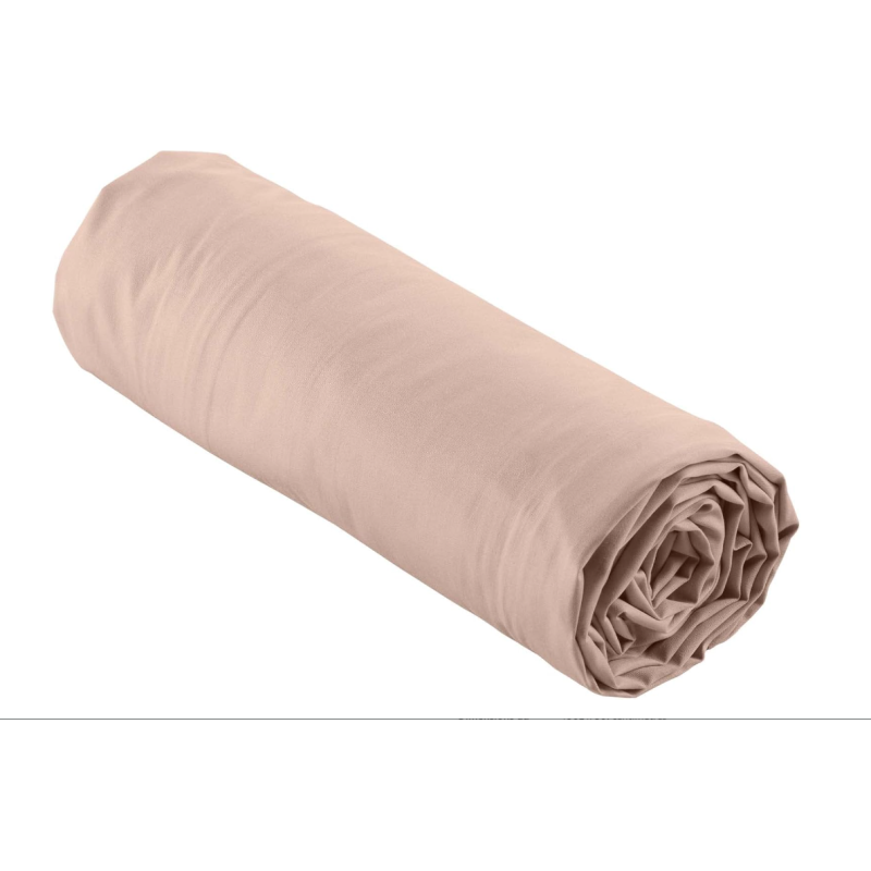 Drap housse 2 personnes 180 x 200 cm percale uni 78 fils percaline nude