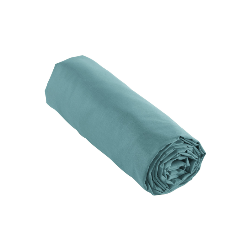 Drap housse 2 personnes 180 x 200 cm percale uni 78 fils percaline tilleul