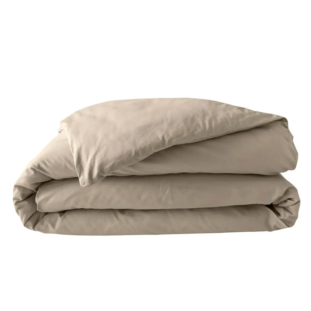 Housse de couette 2 personnes 240 x 220 cm percale uni 78 fils percaline sable