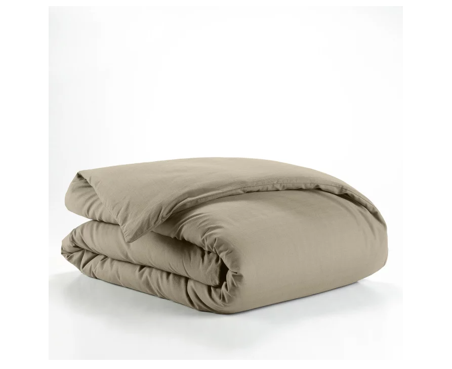 Housse de couette 1 personne 140 x 200 cm uni 57 fils lina sable