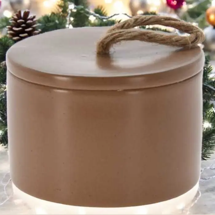 Bougie dans pot porcelaine - marron 