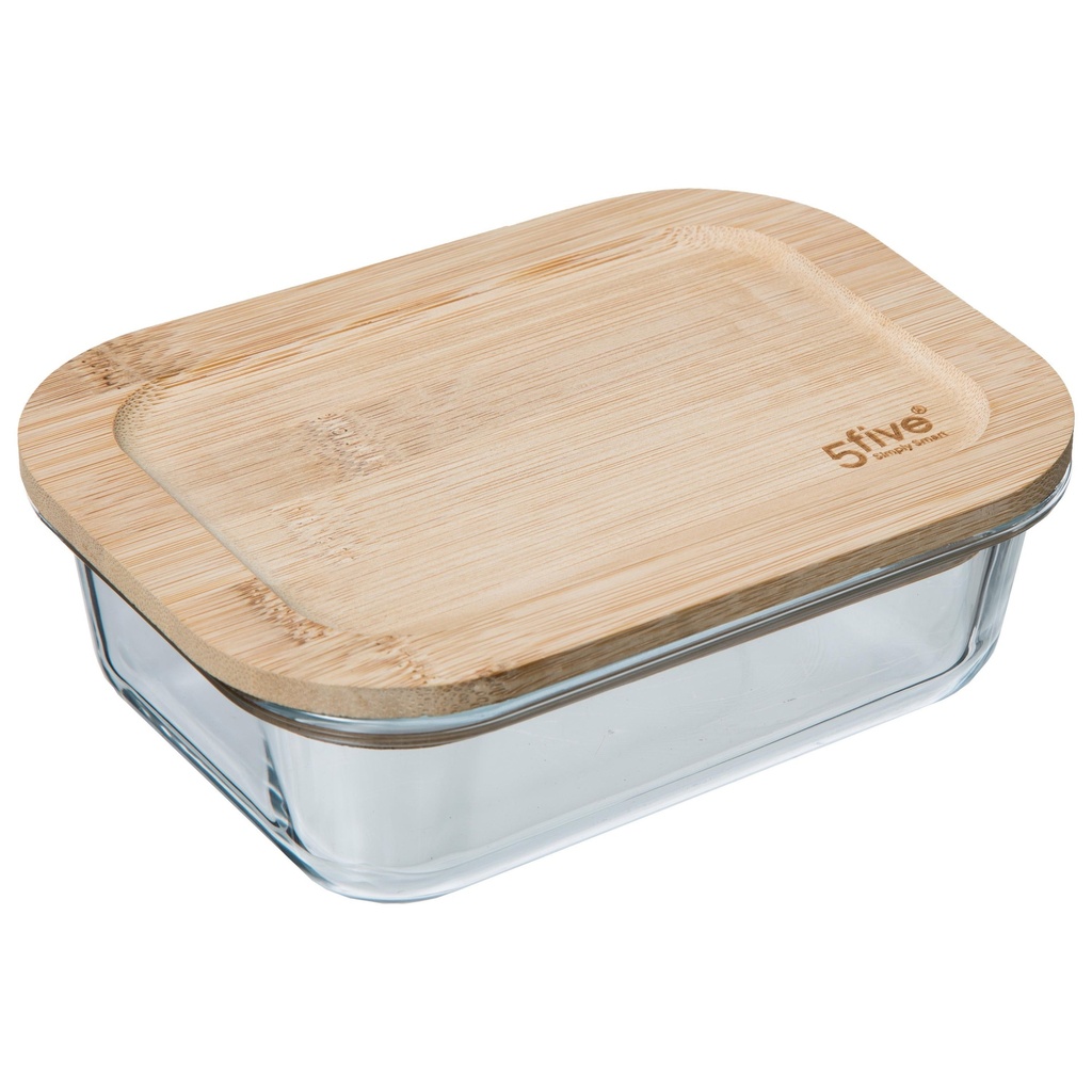 Boite rectangle verre et bambou 1l
