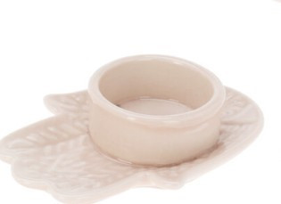 Porcelaine bougeoir main beige