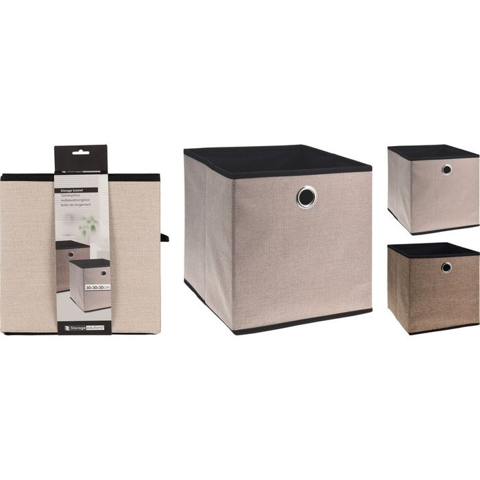 Boite de rangement pliable beige 30x30x30