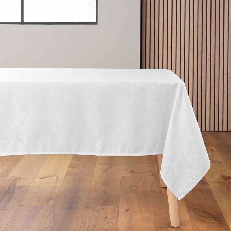 Nappe rectangle 140 x 240 cm jacquard doriane blanc
